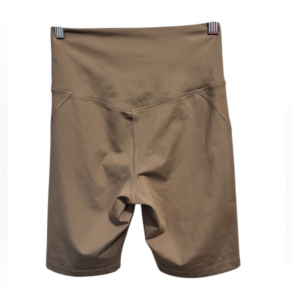 Girlfriend Collective High Waisted Biker Shorts Tan - Picture 3 of 9